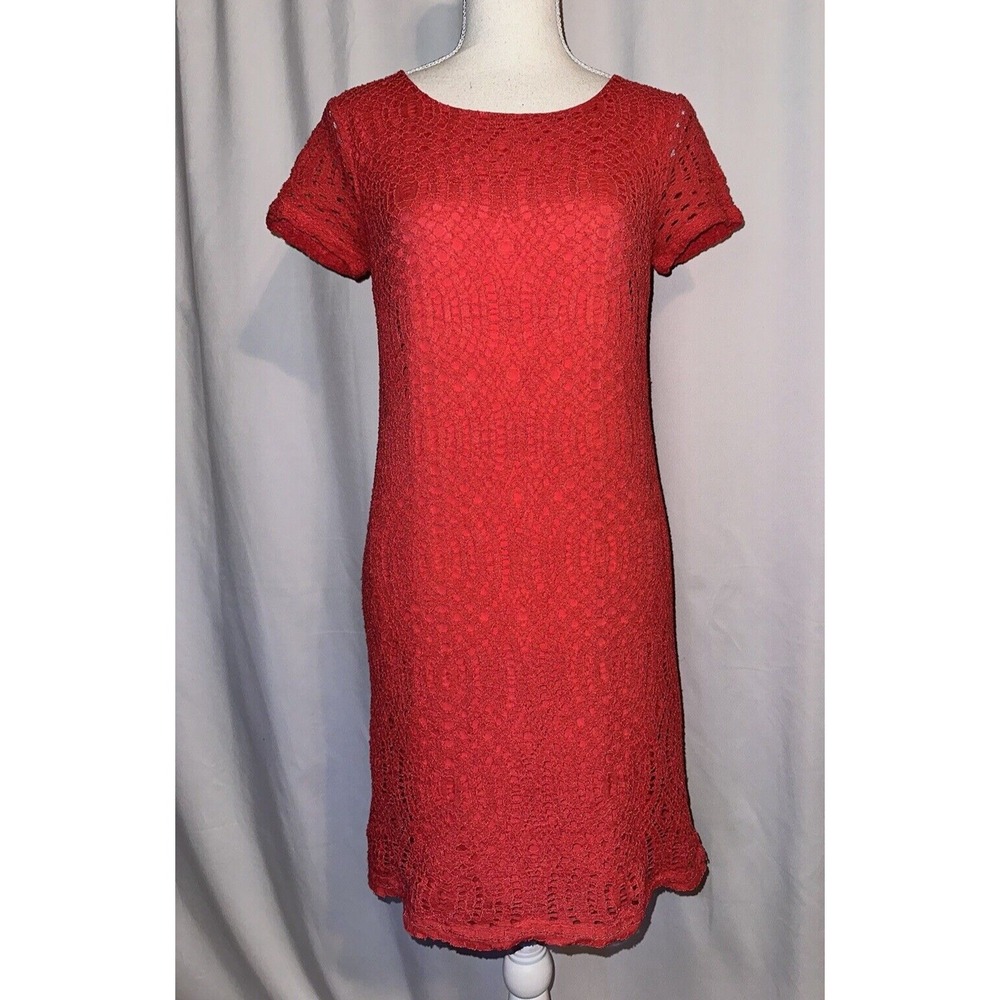 J Crew Dress Womens Size 2 Sheath Midi Lace Lined Round Neck Short Sleeve Button